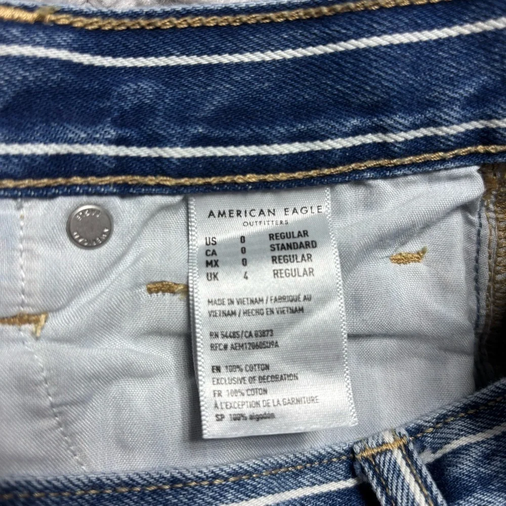 American Eagle Jeans Womens 0 Mom Jean High Rise Blue White Stripe Cotton BOHO